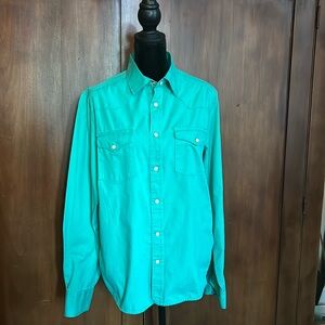 Green Pearl Snap Western Shirt